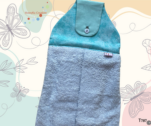 Towel with Button Over Top Tab 787 Light Blue colour Towel