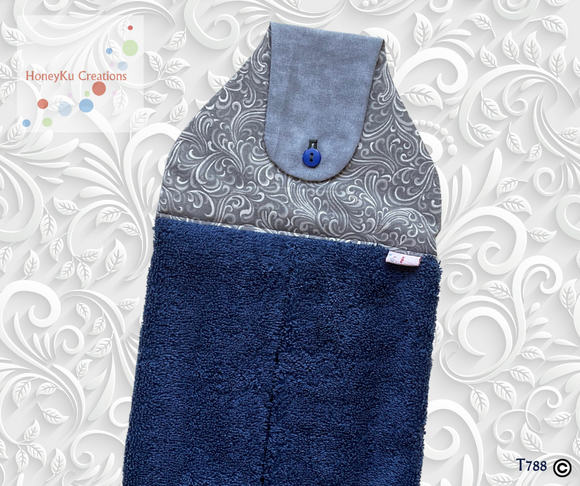 Towel with Button Over Top Tab 788 Light Blue colour Towel