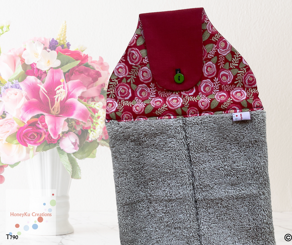 Towel with Button Over Top Tab 790 Silver Linen Towel
