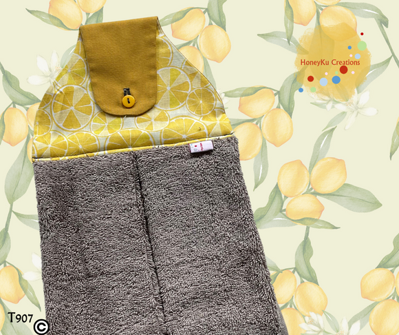 Towel with Button Over Top Tab 907 LATTE BROWN towel