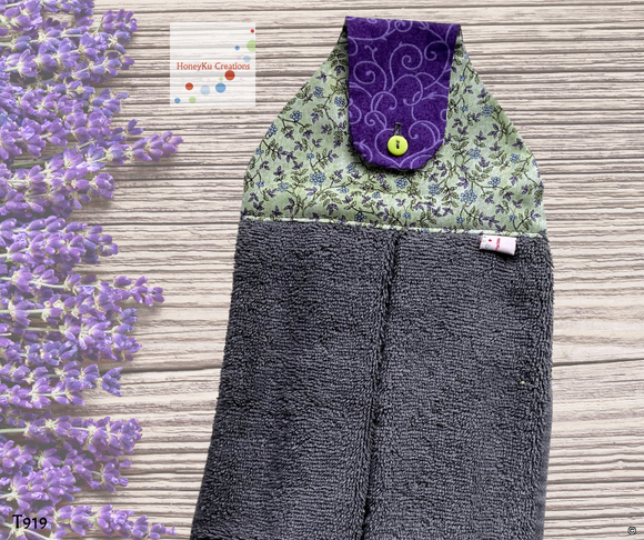 Towel with Button Over Top Tab 919 GREY towel