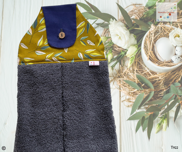 Towel with Button Over Top Tab 922 Grey Towel