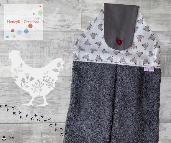 Towel with Button Over Top Tab 929 Grey Towel
