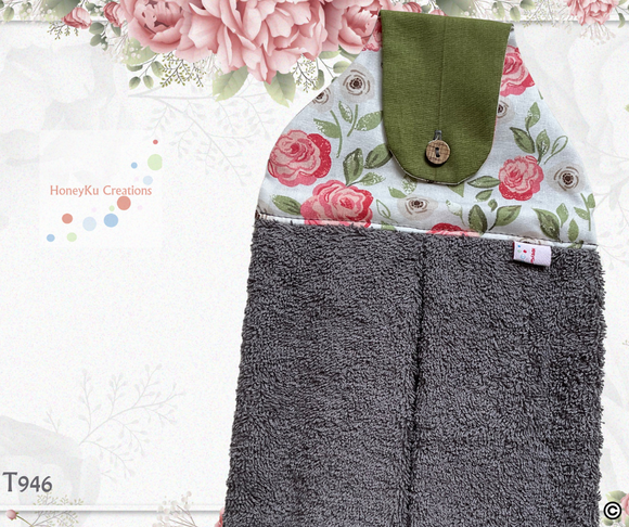 Towel with Button Over Top Tab 946 grey towel
