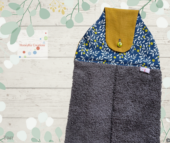 Towel with Button Over Top Tab 947 grey towel