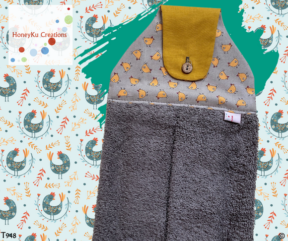Towel with Button Over Top Tab 948 grey towel