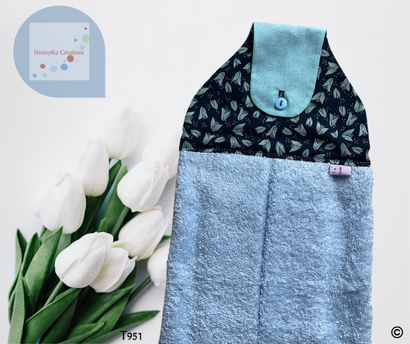 Towel with Button Over Top Tab 951 light blue towel