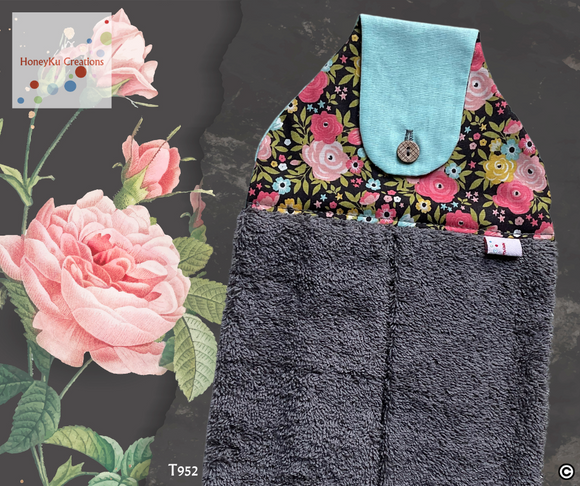 Towel with Button Over Top Tab 952 grey towel