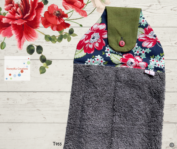 Towel with Button Over Top Tab 955 grey towel