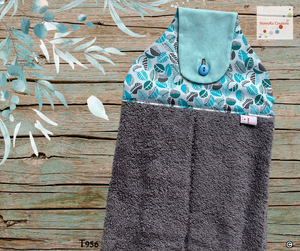 Towel with Button Over Top Tab 956 grey towel