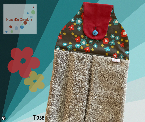 Towel with Button Over Top Tab 938 latte towel